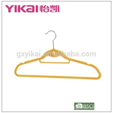 Guangdong well-known flocking trousers/tie/skirt clothes hanger in yellow